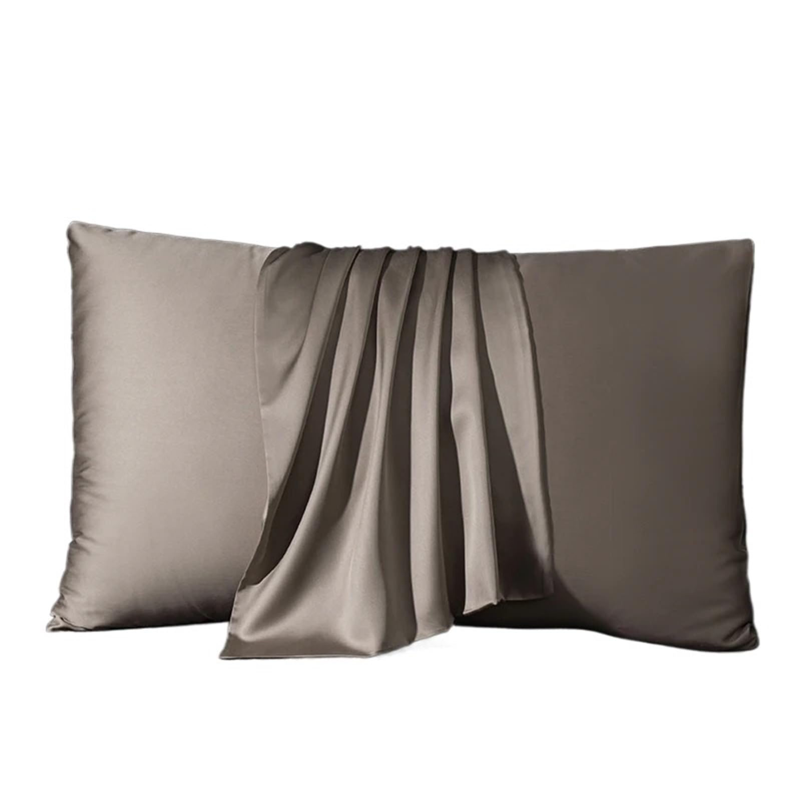 CNYUON 2PCS Real Mulberry Silk PillowCase Pillow Case Protect Skin Pillowcase Bedding Cases Cover(Khaki,50x75cm 2pcs)