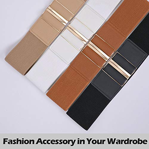 Image of Women Belt for Dress Black Wide Elastic Stretch Waist Belt Retro Cinch Belt
