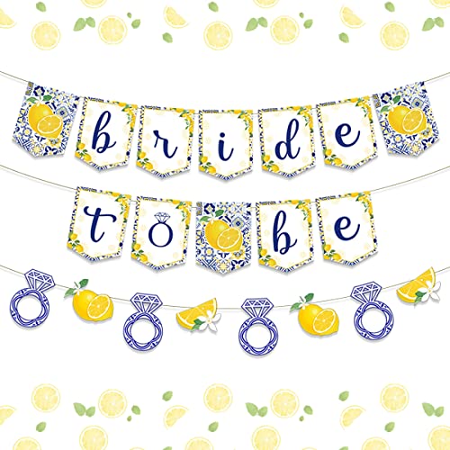 Bannière Bride to Be citron et bleu pour décoration haut de gamme