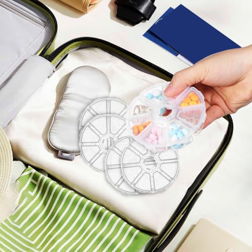 Image of COHEALI Round Storage Box Plastic Organizer with 8 Clear Compartments 4.0 Inch Bead Organizer Box for Jewelry Earrings Diy Nail Art Desktop Storage