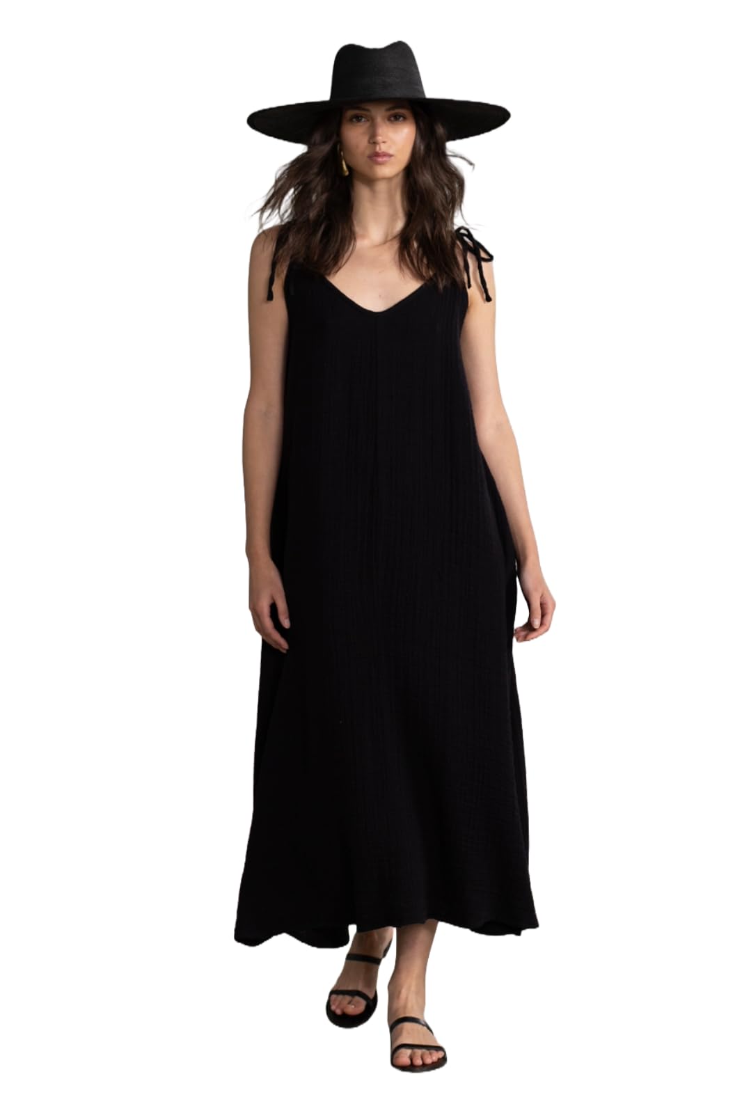 Gottex Cover Up 100% Cotton Sleeveless Maxi Tie Dress Swimsuit Coverup For Women Vestido largo con lazo para cubrir el traje de baño Mujer (Pack de 1)