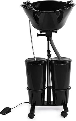 Miniatura 1 de Lavabo portátil de salón de belleza con bomba eléctrica fregadero de lavado de cabello ajustable en altura barbería para mujeres mayoresembarazadas