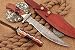 KE-01063-HK Custom and Handmade DAMASCUS Steel Hunting Knife with Damascus Guard with Leather Sheath
