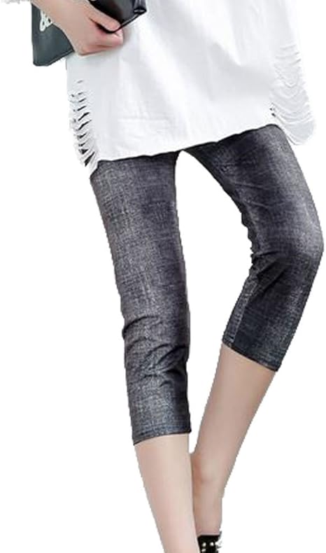 Amazon Referica レディース ７分丈 デニム風 レギンス 夏レギンス ブラック レギンス スパッツ 通販