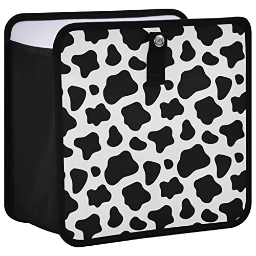 Image of Cow Print Car Trash Can Black White Animal Skin Foldable Hanging Car Trash Bag Bin Auto Garbage Can Leak-Proof Car Organizer(Large) (g300179284p857c913s2022)