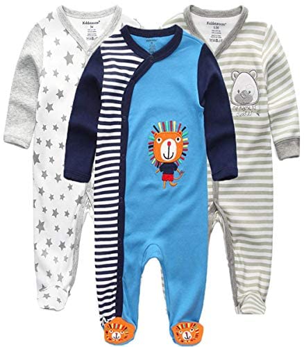 Image of Kiddiezoom Baby and Toddler Boys'Snug Fit Footed One-Piece Romper Jumpsuit Cotton Cotton Footed Outfit