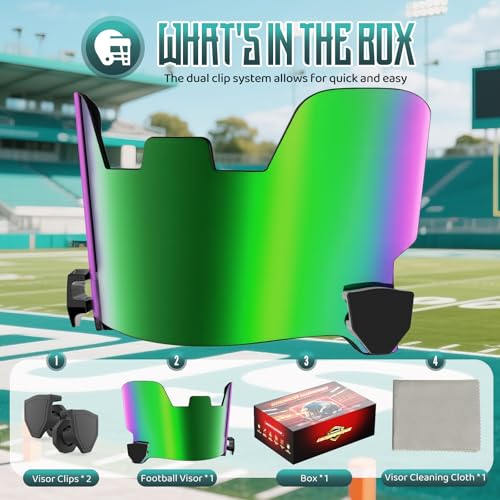 Image of Football Helmet Visor for Helmets, Impact-Resistant Eye Protection for Youth & Adult Football Players