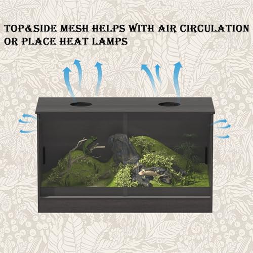 DAWNSPACES 47.2\" Small Animals Cage, Indoor Reptile Tank 110 Gallon,Wooden & Glass Tortoise Habitat Enclosure House,Reptile Terrarium for Lizard,Gecko,Turtle, Snake,Spider,Bearded Dragons