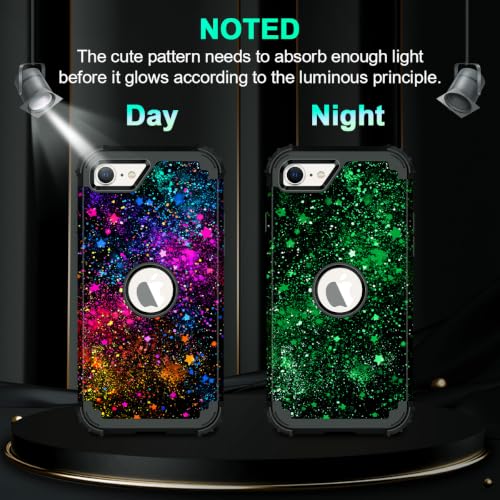 Miqala for iPhone SE 2022 Case,iPhone SE 2020 Case,Glow in The Dark Three Layer Heavy Duty Shockproof Protection Hard Plastic Bumper+Soft Silicone Case for Apple iPhone SE 2022/2020,Colorful Sky by Miqala - Used condition - Image 2