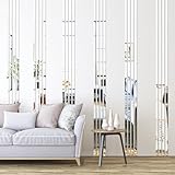 OUTANA 20 pcs Strip Acrylic self-Adhesive Mirror Tape Border - Removable cuttable Mirror Frame Border Peel and Stick Stickers for Decor 1.2 * 13.8 inch (Silver)