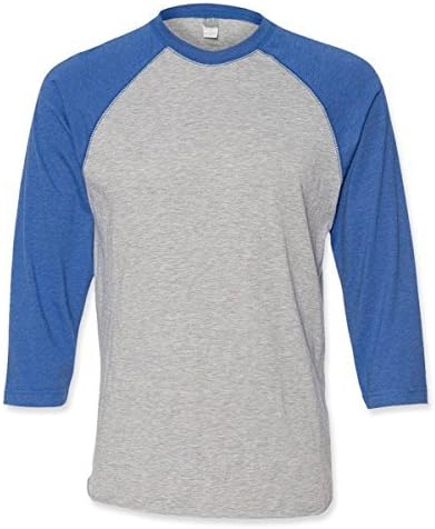 LAT 6930 Adult Vintage Fine Jersey 3 By 4-Sleeve Baseball T-Shirt - Heather & Royal, Large by LAT Sportswear