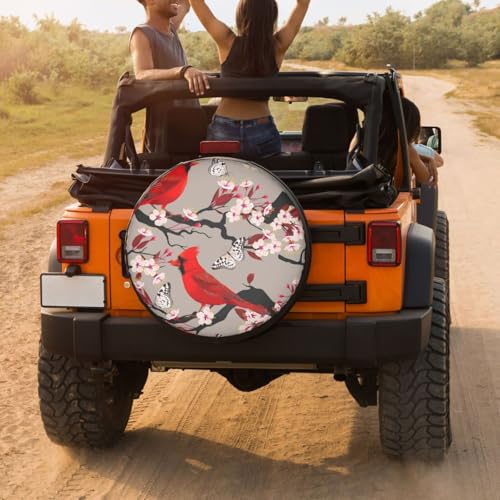 Image of Delerain Birds and Blooming Cherry Spare Tire Covers for RV Trailer SUV Truck and Many Vehicle, Wheel Covers Sun Protector Waterproof (16 Inch for Diameter 29 inch-31 inch)