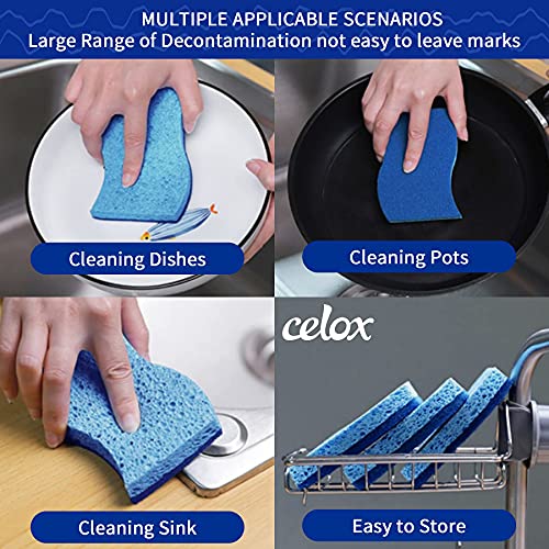 Image of CELOX 24 Pack Non-Scratch Dish Sponge, Dual Sided Kitchen Sponges for Dishes, Long Lasting Dishwashing Household Cleaning Sponges for Kitchen, Easy to Dry and Reusable