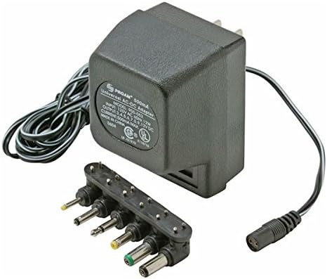 Universal Supply Adapter 500 mA AC/DC with 6 Detachable Plugs Converter Volt UL Transformer AC DC Power Adapter Supply 110 VAC 50-60 Hz with Switchable Voltage Outputs 3, 4.5, 6, 7.5, 9, 12 VDC