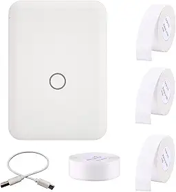 Henniu D110 Label Maker hine Mini impressora de etiquetas térmicas de bolso com 4 rolos de etiquetas tudo em um BT Connect Prince Tag DIY Date Journal Study Sticker Labeling hine Compatível com iOS