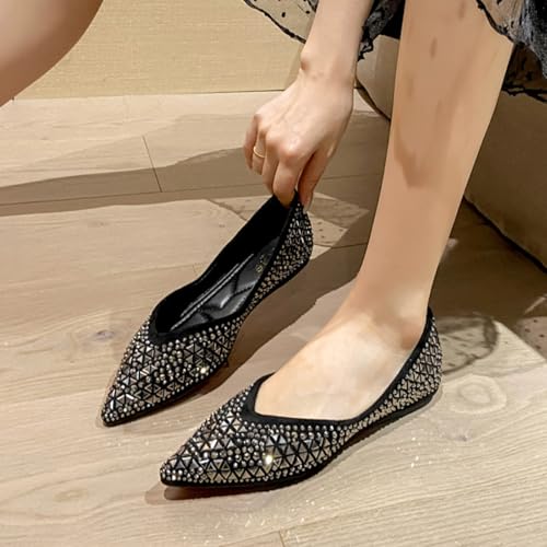 Womens Sparkly Rhinestones Slip-On Dress Ballets Flats Crystals Closed Pointed Toe Shoes for Party Wedding Dating Evening2