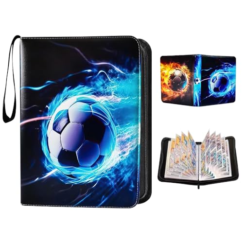 YANGUN Football Card Holder, 400 Pockets Football Card Binder, Trading Card Games Collection, Football Cards Book, FootballCard Folder, Footballs Trading Card Binder Album with Removable Sleeves (A)