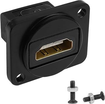 QIANRENON 4K HDMI Panel Mount Adapter Coupler HDMI 1.4 Female to Female Straight Through Connector HDMI1.4 HD Mounting Socket, XLR Panel/D Panel Mount, for HDTV Notebook PC Monitor Project