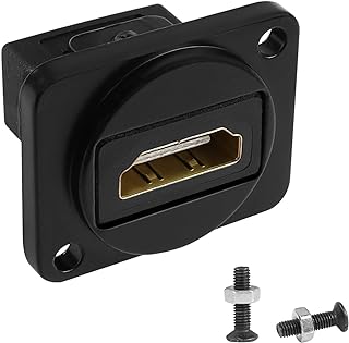 QIANRENON 4K HDMI Panel Mount Adapter Coupler HDMI 1.4 Female to Female Straight Through Connector HDMI1.4 HD Mounting Socket, XLR Panel/D Panel Mount, for HDTV Notebook PC Monitor Project