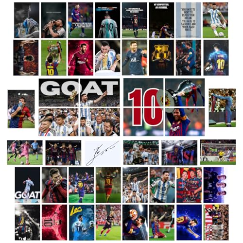 Image of auraposter Messi Poster (Set of 40) | Lionel Messi Mini Posters (15 x10 cm) | Wall, Bedroom, Living room | Football Posters for Wall | Glue Dots Included