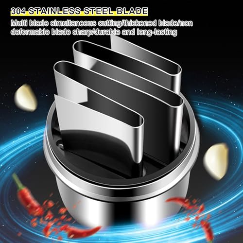 Manual Vegetable Chopper, Handheld Food Chopper with Stainless Steel Blades, Onion & Garlic Cutter, Salad & Nut Chopper, Compact & Dishwasher Safe (Black) - Image 6