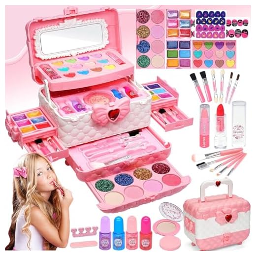 Kinderschminke Set Mädchen Kinder Make Up Set - Kinder Schminkset Mädchen,Kinder Schminkkoffer Mädchen Spielzeug, Halloween Weihnachts Geburtstags Geschenke für Mädchen 4 5 6 7 8 9 10Jahre