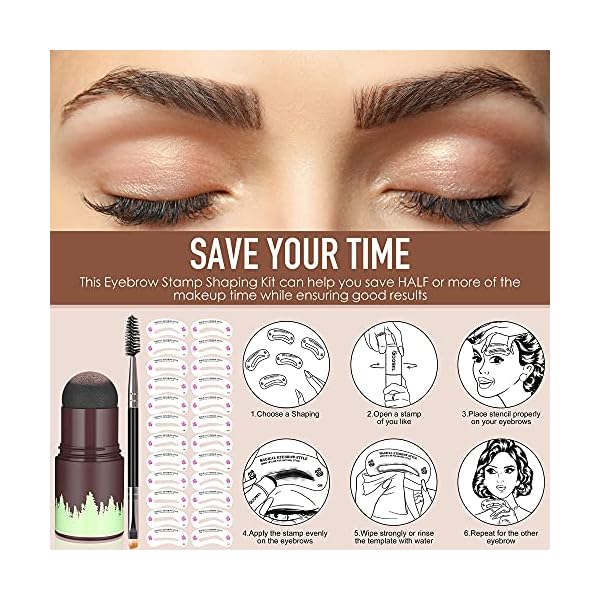 GOOSEL-Eyebrow-Stamp-Stencil-Kit-One-Step-Brow-Stamp-Shaping-Kit-with-24-Reusable-Eyebrow-Stencils-and-1-Eyebrow-Tint-Brush-Waterproof-Women-Makeup-Tools-Brown GOOSEL Eyebrow Stamp Stencil Kit, One Step Brow Stamp Shaping Kit with 24 Reusable Eyebrow Stencils and 1 Eyebrow Brush, Waterproof Women Makeup Tools (Brown)