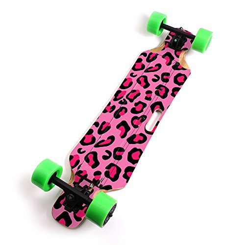 MightySkins Skin Compatible with Blitzart Huracane 38" Electric Skateboard - Pink Leopard |