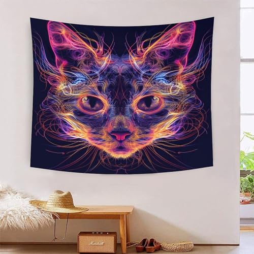 Tapisserie murale chat 3D pour cacher un mur blanc vide