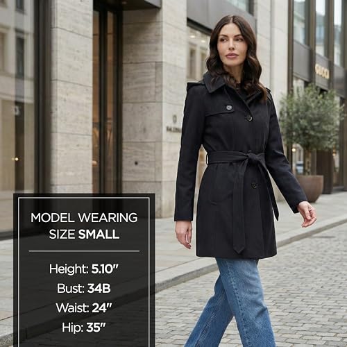 Image of Michael Kors Women's Trench Coat Style Raincoat with Detachable Hood