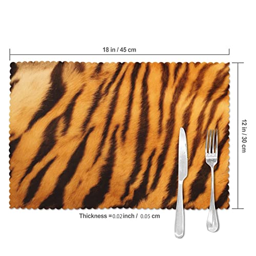Tiger Striped Pattern Placemats Set Of 6 For Kitchen Gifts Washable Heat Resistant Table Mat Anti-Slip Place Mats 18X12 Inch #TOP4