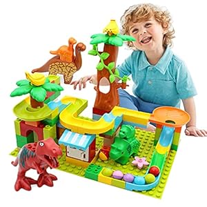 CATTA Dinosaur Blocks Marble Run, Classic Big Building Blocks Set STEM Learning Education Toys for Toddler Boys Girls…