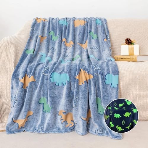 Image of TONY STARK Big Size Glow in The Dark Blanket for Kids, 0-15 Years |200x152 Cm| Soft Flannel Fleece Throw, Cozy & Warm All-Season Radium Blanket, for Boys & Girls - (Jurrasic Adventure)