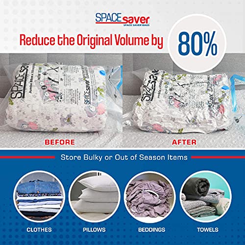 Variety 8 Pack | Spacesaver Vacuum Storage Bags Save 80% On Clothes Storage Space - Vacuum Sealer Bags For Comforters, Blankets, Bedding, Clothing - Compression Seal For Closet Storage - Pump For Travel (2 Small, 2 Medium, 2 Large, 2 Jumbo) #TOP2