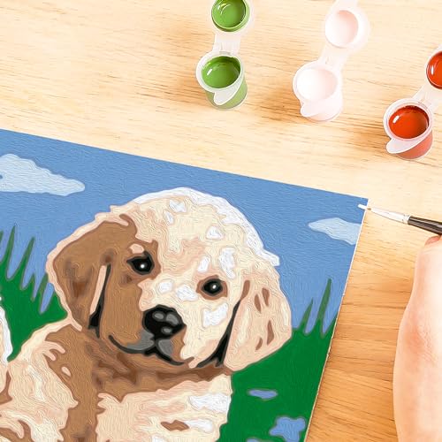 Ravensburger CreArt 27839 - Süße Hundewelpen - Malen nach Zahlen Hunde für Kinder ab 7 Jahre, Malset mit Rahmen, Pinsel und Acrylfarben, Geschenk für Mädchen und Jungen