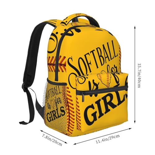 Yellow Softball Backpack for Boys Girls Elementary School Bags Back to School Gift Softball Mom Bookbag 2nd 3rd 4th 5th 6th Grade One Size2