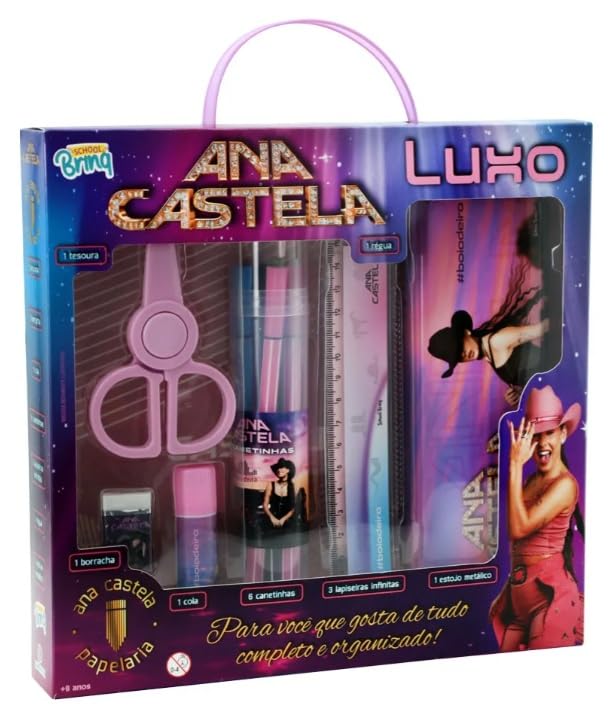 KIT LUXO PAPELARIA ANA CASTELA 14 PEÇAS COM ESTOJO - POLIBRINQ