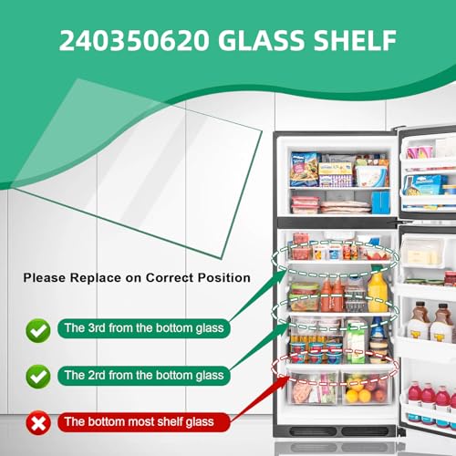 240350620 Glass Shelf Replacement for Frigidaire Shelf Replacement 23.78"x16.34" Kenmore Refrigerator Replacement Shelves Fridge Glass Parts by MIYOLO - Used condition - Image 3