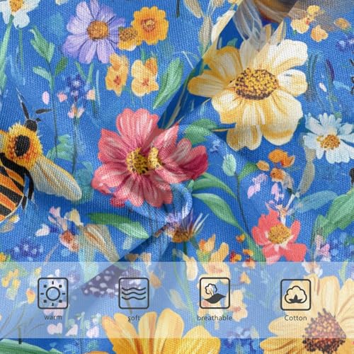 Wusikd Bees Flowers Girls' Underwear Cotton Blue Girls Briefs Soft Toddler Underwear 2T3