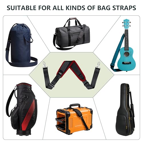 Image of 67 Inch Shoulder Straps, Soft with Ultra-Thick Fixed Shoulder Pad, Two Way Independently Adjustable Buckle Replacement Straps for Laptop Bag Messenger Bag Tool Bag Luggage,BlackRed