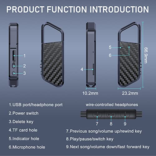 Enregistreur Vocal Numérique 64 Go Enregistreur Audio Portable, Mini Dictaphones Numériques avec 750 Heures D'enregistrement Continu pour Interviews/Conférences/Réunions