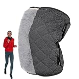 Fleece-Kniebandage, Mehrzweck-Kniebandage, winddicht, warm, weich, atmungsaktiv, mit Fleece gefüttert, für Ski, Tanz, Yoga, , Wandern, Rucksackreisen, Klettern, Dunkelgrau – 26 cm plus Haare, A
