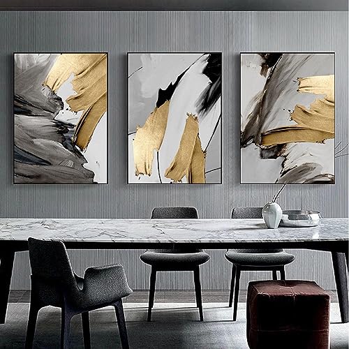 Toile peinture abstrait ligne doré KEBIA poster mural salon 40x60cm sans cadre