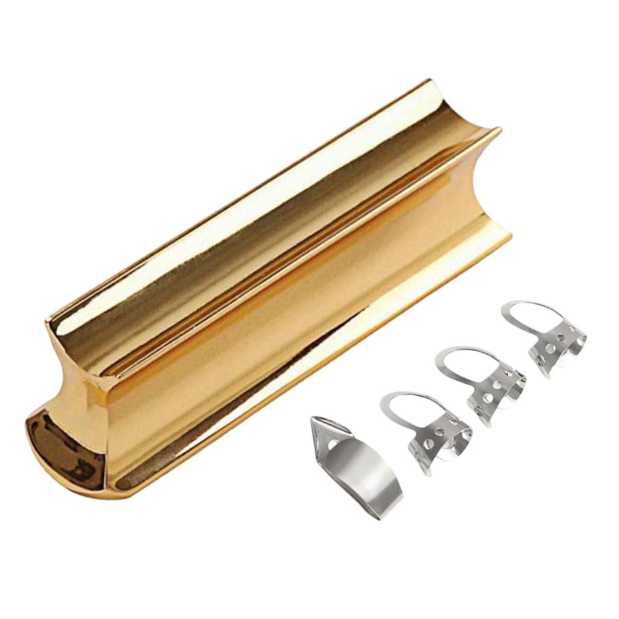 HANABASS 5Pcs Stainless Steel Guitar Slide Durable Hard Chrome Plated Finger Slides for Electric Guitars Nose Slide with Picks Easy to Use and Practical