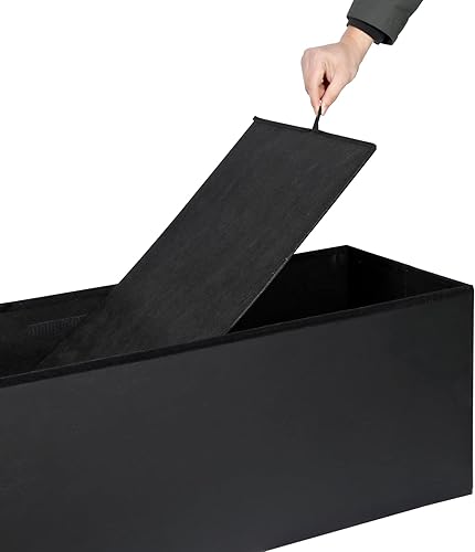 Miniatura 8 de Banco otomano plegable de almacenamiento de 43 pulgadas, banco otomano de piel sintética con almacenamiento y asiento acolchado para sala de estar,