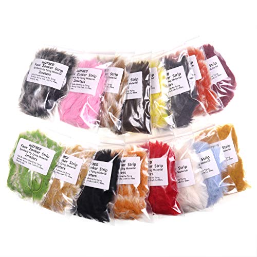 wifreo 16 Packs Faux Rabbit Strips 3mm Zonker Double Bunny Streamer Fly Tying Materials