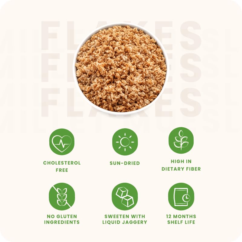 Image of SkyRoots Jowar & Bajra Flakes - High Protein & High Fiber Millet Cereal | Healthy Breakfast Cereal | Whole Grain Breakfast | Iron Rich Breakfast for Men, Women & Kids | 500g (250g Each)