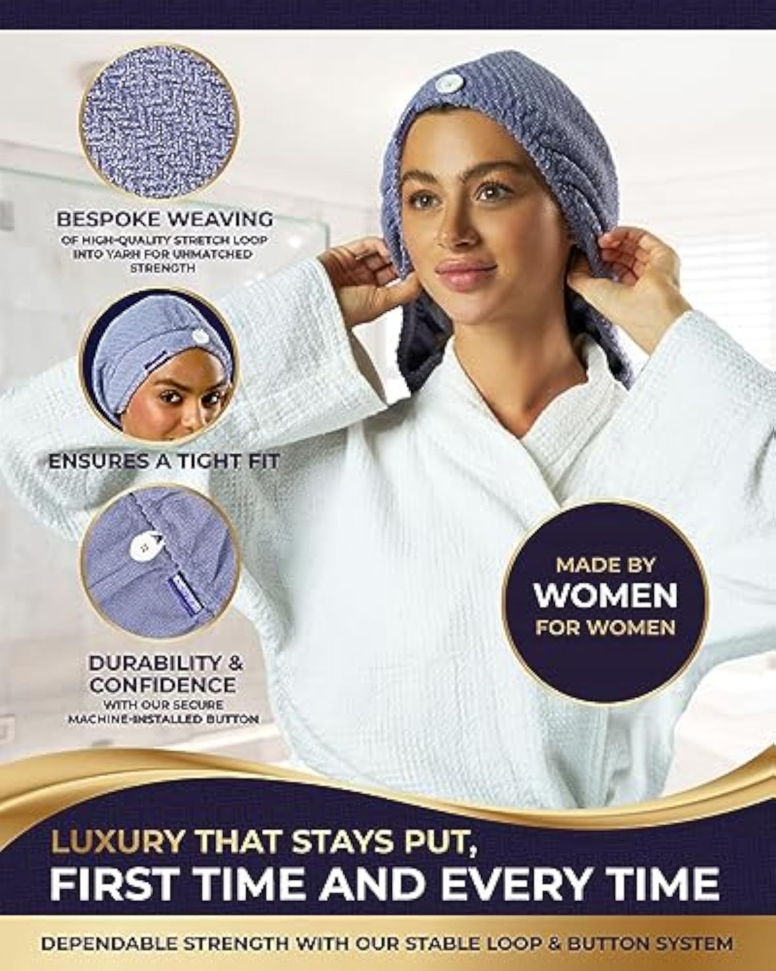 Copper Infused Microfiber Towel Hair Wrap, Serenity Mauve
