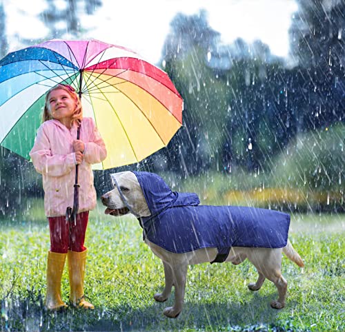 PETCUTE Dog Raincoat Large Pet Waterproof Coat Rain Jacket for Dogs with Hood,Ultra-Light Dog Hooded Raincoat Jacket for Dogs,Adjustable Dog Raincoat Jacket with Reflective Strip,Collar & Harness Hole - Image 2
