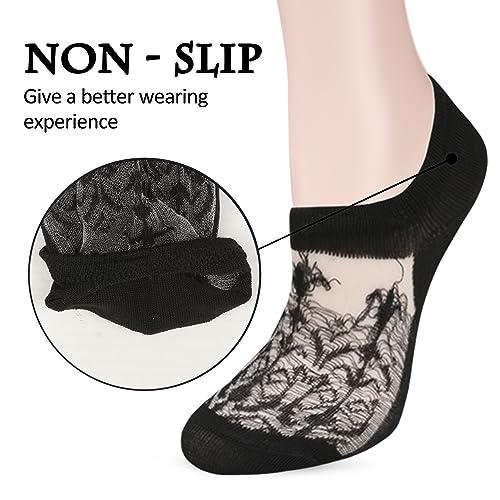Image of Benefeet Sox Sheer No Show Socks for Women Girls Lace Mesh Low Cut Liner Socks Ultra Thin Nylon Invisible No See Footies Sock